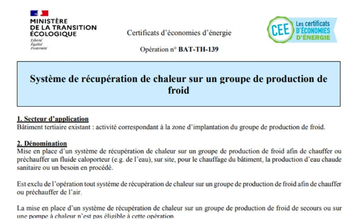 Fiche CEE BAT TH139